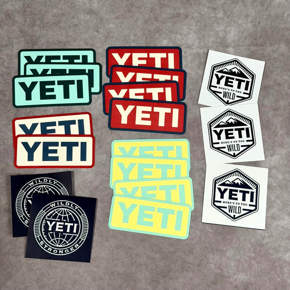 YETI Sticker Lot 18pc Authentic Decals Assorted Colors Wildly Stronger Mountain